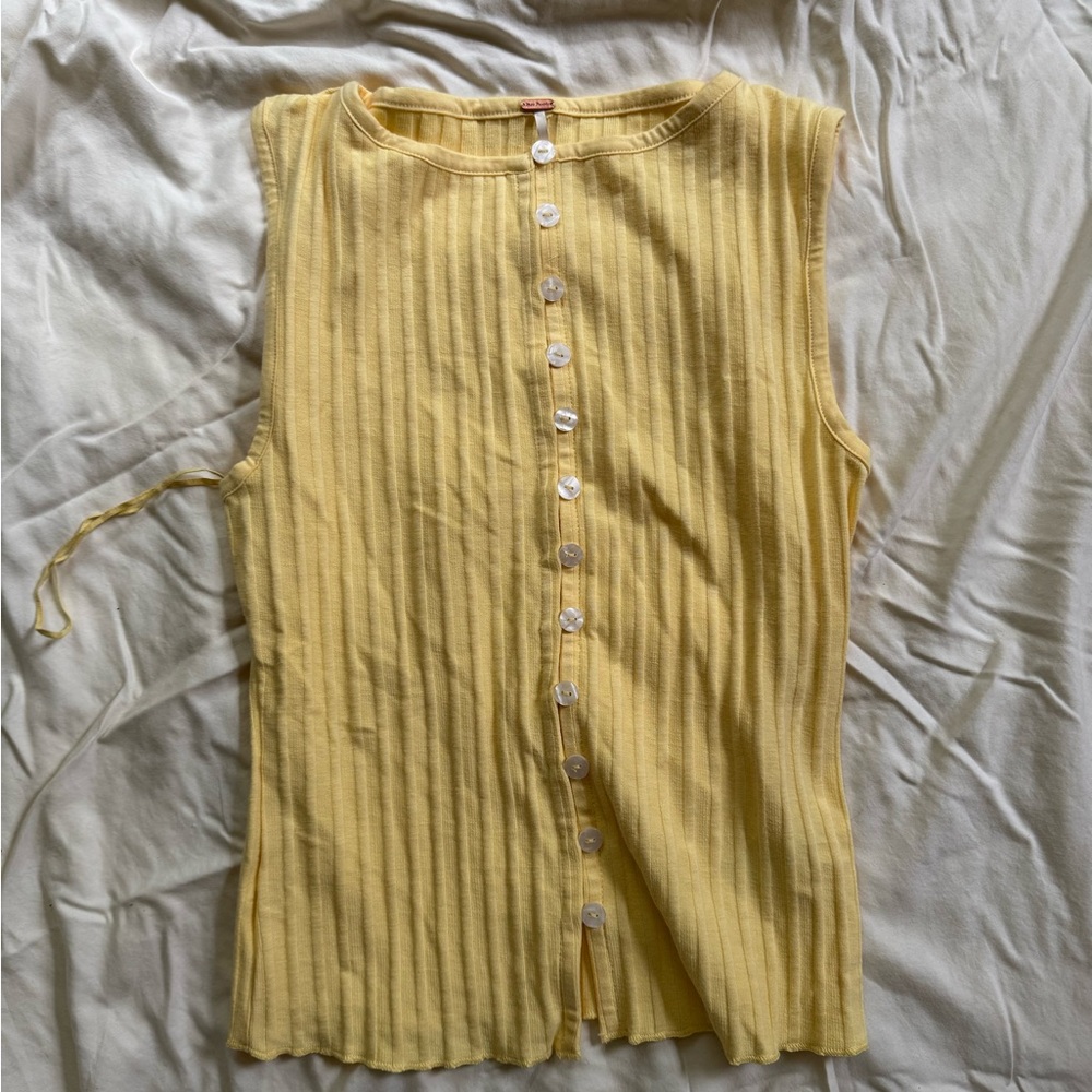 Free People Yellow Ribbed Tank Top - Picture 2 of 4